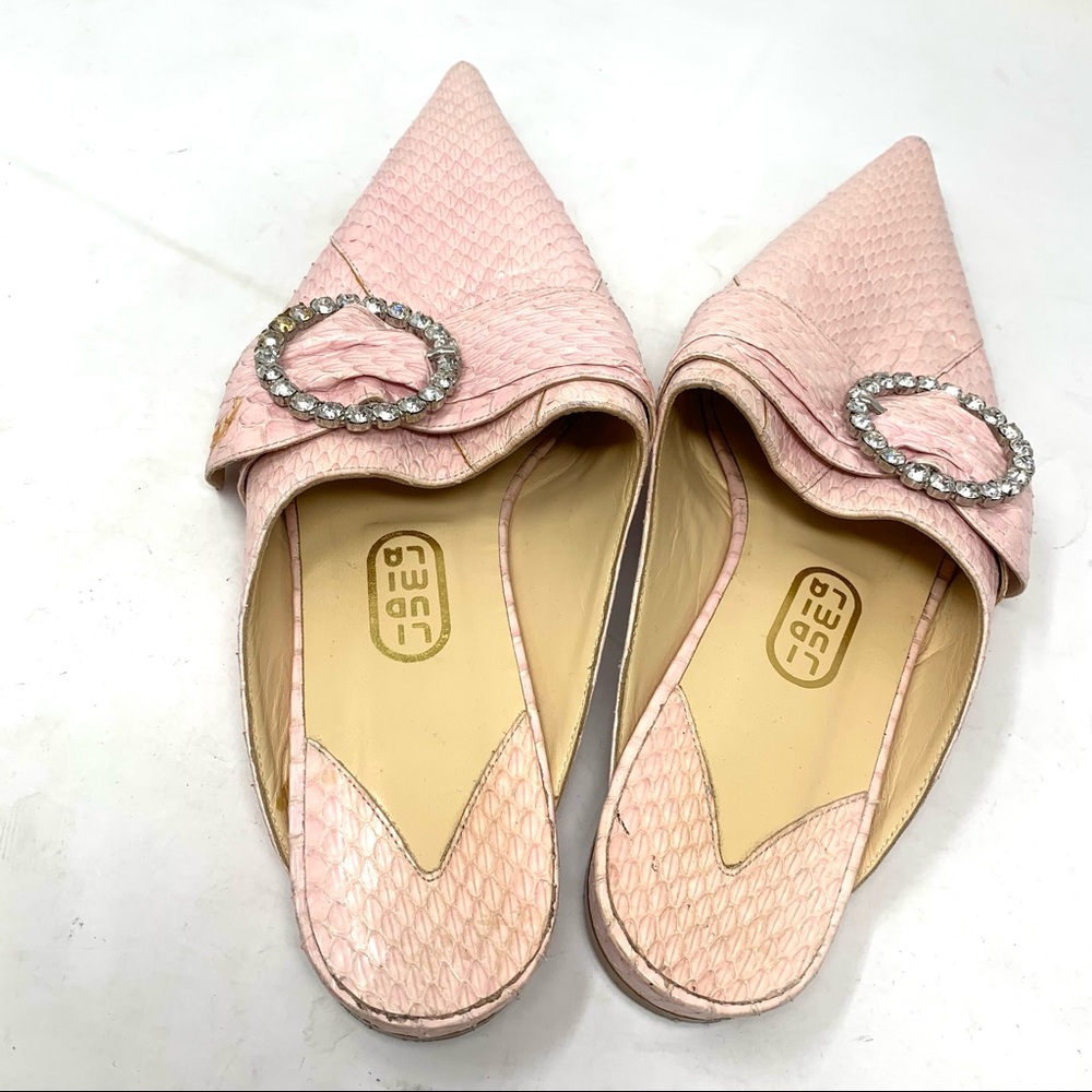 Liudmila python leather pink pointed toe mules loafers size 40 - Picture 2 of 10